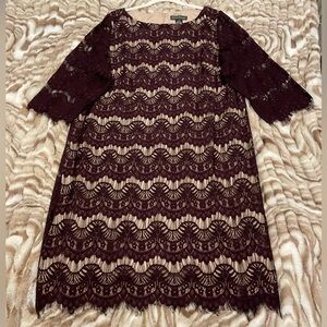 JESSICA HOWARD Lined Lace Dress 16W Deep Plum worn 1 time